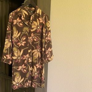 Mossimo Brown Paisley Silk Shirt Dress Size Medium